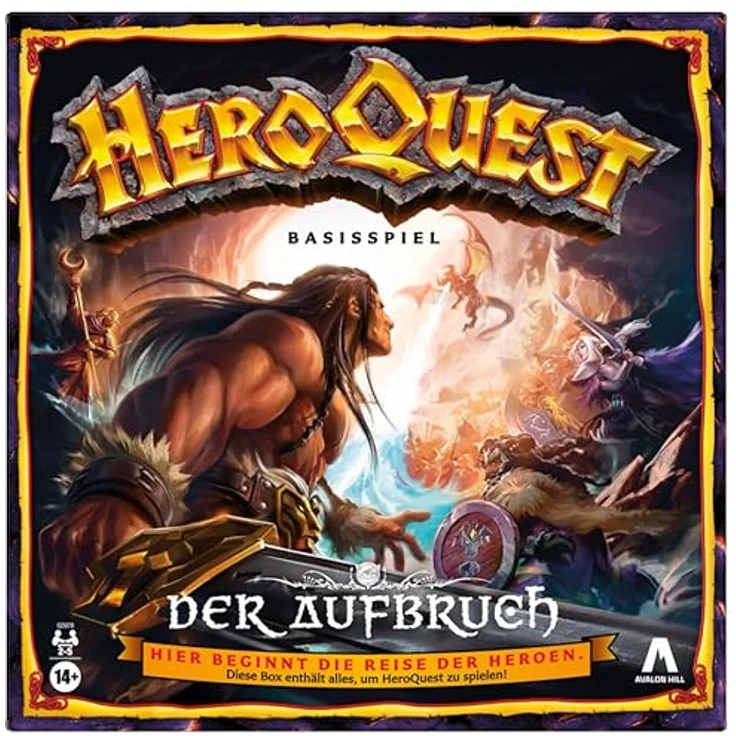 Avalon Hill HeroQuest Der Aufbruch Basisspiel Brettspiel - Deutsche Fassung, semi-kooperatives Strategiespiel mit Drachenfigur und 4 Heroen-Miniaturen – Bild 1