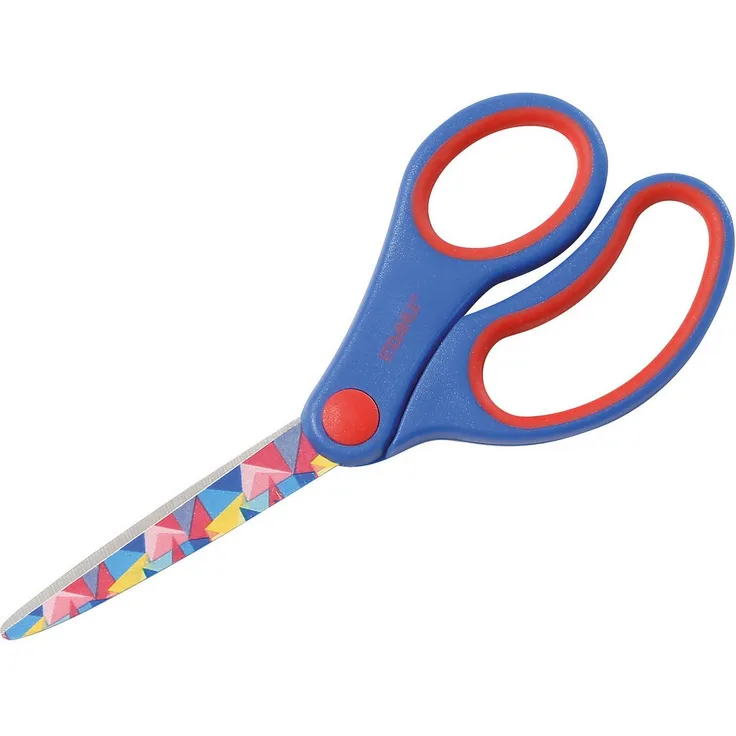 DAHLE Kinderschere KIDS 5,5 Zoll, blau mit ergonomischen Softgriffen und Motiv Prisma