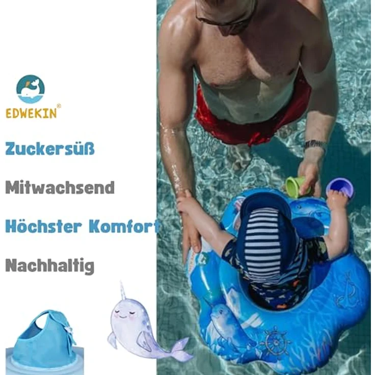 EDWEKIN® Premium Baby Schwimmring Narwal, Schwimmhilfe für Kleinkinder, atmungsaktiver Netzstoff, BPA-frei, ab 6 Monate bis 3 Jahre – Bild 4