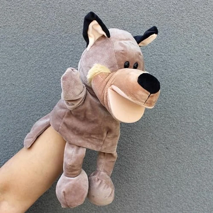 LOMTRATS Tier-Handpuppen Set, Wolf, Tiger, Löwe, Affe, 30 cm, mit beweglichem Mund, ideal für Geschichtenerzählen und Unterricht – Bild 1