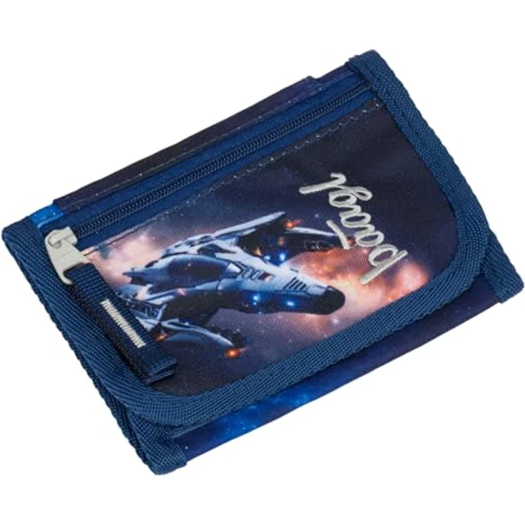 Baagl Brustbeutel Kinder Geldbörse Mini - Space Ship, strapazierfähiges Polyester, mit Kordel und Münzfach, 14,5 x 8,5 cm – Bild 1
