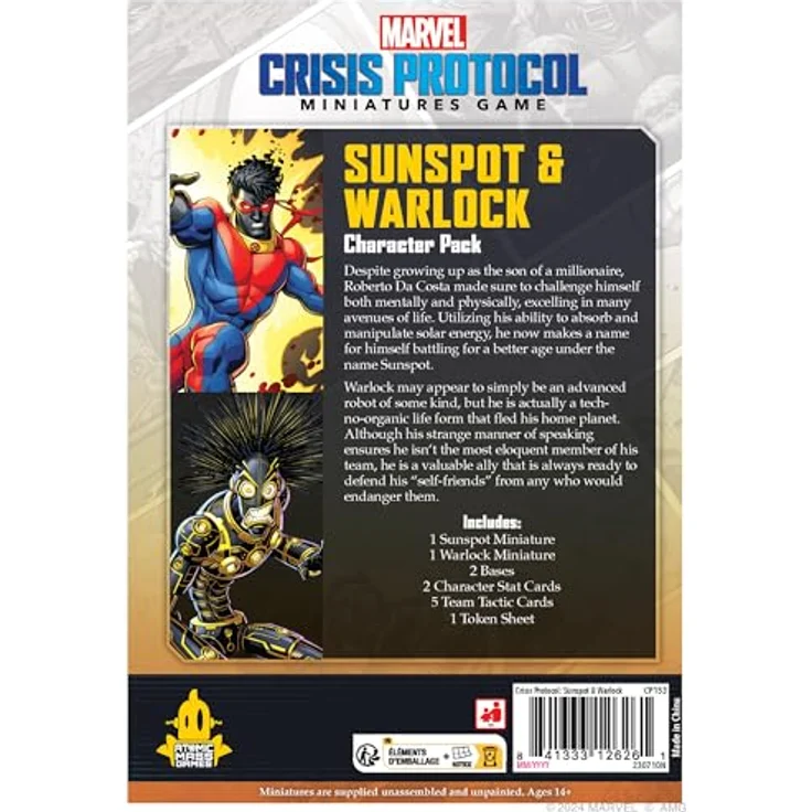 Atomic Mass Games Marvel Crisis Protocol - Sunspot Warlock Charakterpack für Strategiespiel, 2 Figuren, für 2 Spieler ab 14 Jahren – Bild 2