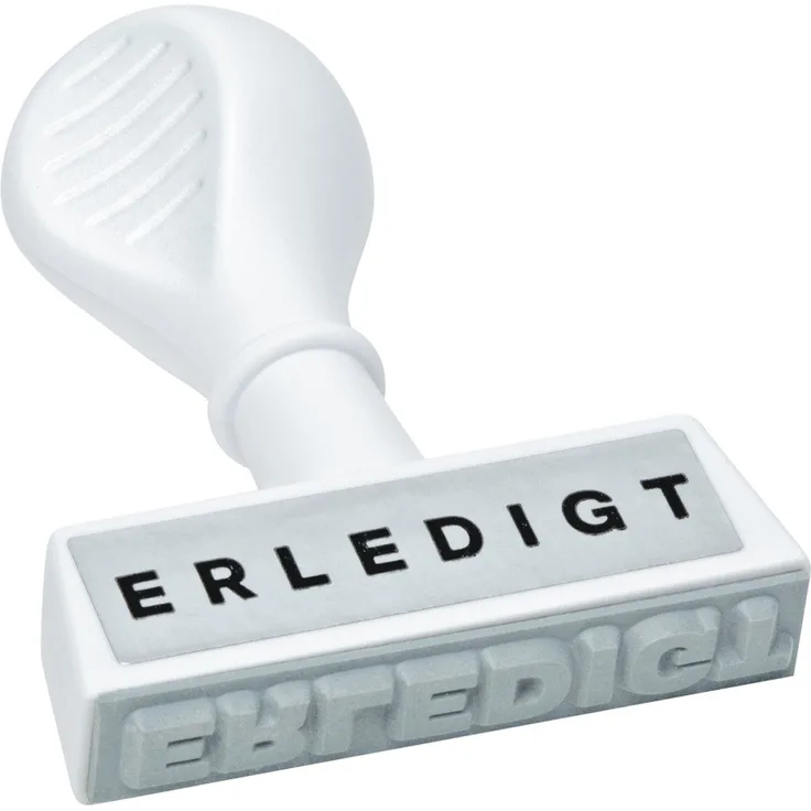 WEDO Lagertextstempel ERLEDIGT, Kunststoff, ergonomischer Griff, 45 mm Abdruckbreite