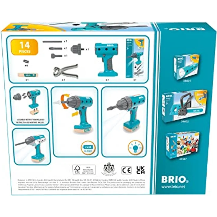 BRIO Builder - 34600 Builder Akkuschrauber - Entwicklungsförderndes Rollenspiel- & Konstruktionsspielzeug für Kinder ab 3 Jahren – Bild 5