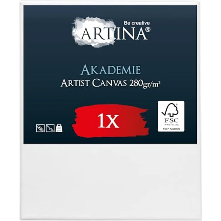 Artina Keilrahmen FSC® Leinwand 50x60 cm, 280 g/m² Baumwolle, vorgrundiert für Acrylfarben – Bild 1