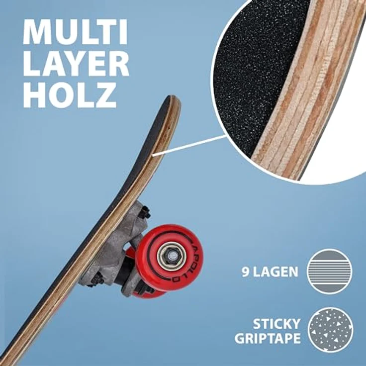 Apollo Kinder Skateboard, Monsterskate 20x6" (51x15cm) | ABEC 3 Kugellager und Aluminium Achsen | Coole Designs für Mädchen und Jungs | Kinder Skateboard ab 3 Jahre - Preisvergleich – Bild 4