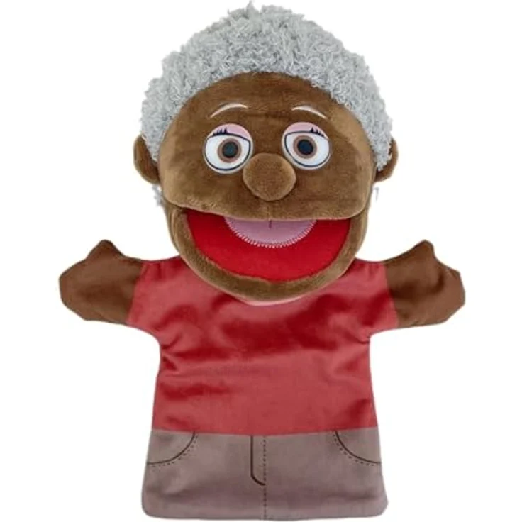 LOMTRATS Familie Handpuppen für Kinder, 6-teilig mit beweglichem Mund für Storytelling und Unterricht, ca. 30 cm, aus weichem, plüschigem Material – Bild 1