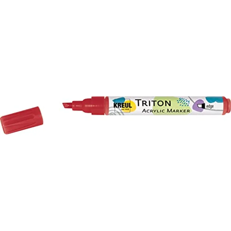 KREUL 17824 - Triton Acrylic Marker edge, karmin, Keilspitze, Strichstärke circa 1 bis 4 mm, auf Wasserbasis, Acrylmarker zur Gestaltung von Papier, Holz, Stein und vielem mehr