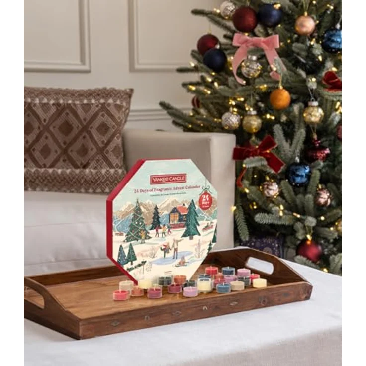 Yankee Candle Après Ski, Teelichter Adventskranz mit 8 Duftvariationen und Glas-Teelicht-Kerzenhalter – Bild 5