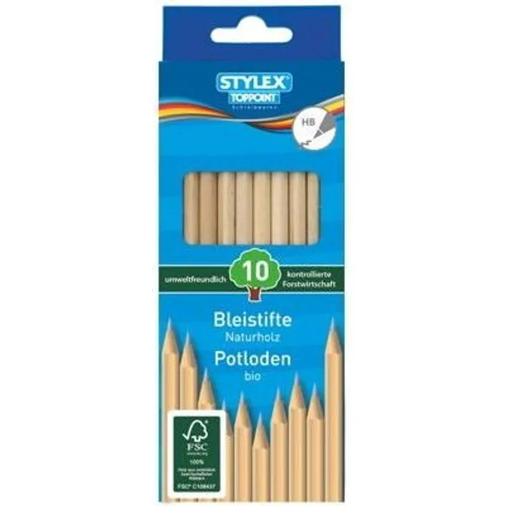 Stylex 26019 Bleistift (HB, Naturholz, Hexagonal, 10 Stück)