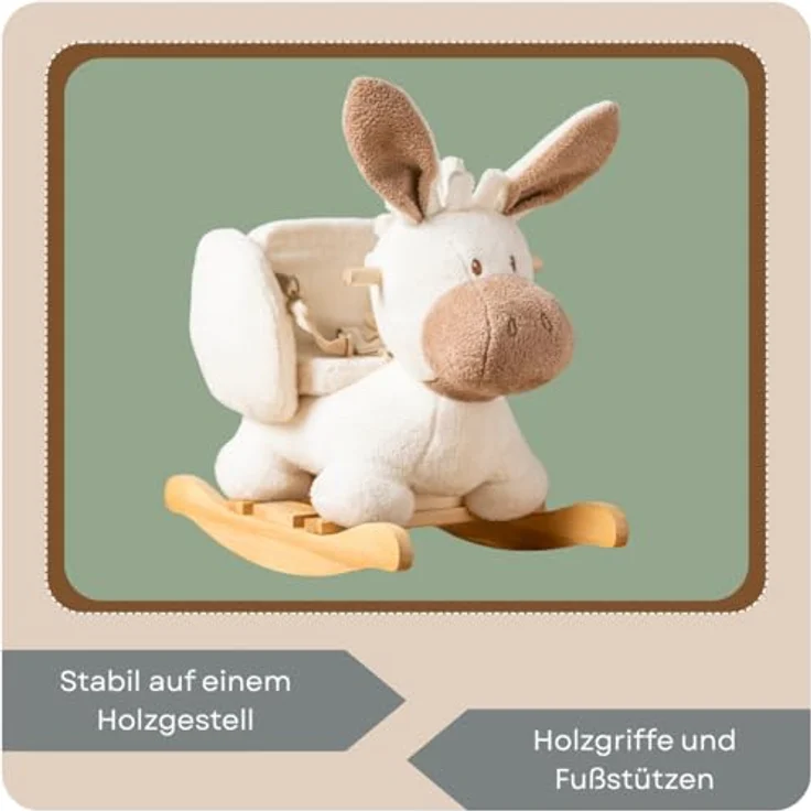 Nattou Schaukeltier Esel Ecru, Kuscheliges Schaukeltier zur Förderung von Motorik und Gleichgewicht für Kinder von 10 bis 36 Monaten – Bild 4