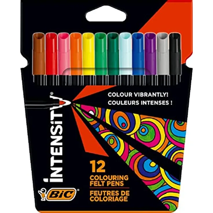 BIC Intensity Filzstifte, 12 Farben, auswaschbar, stabile Spitze