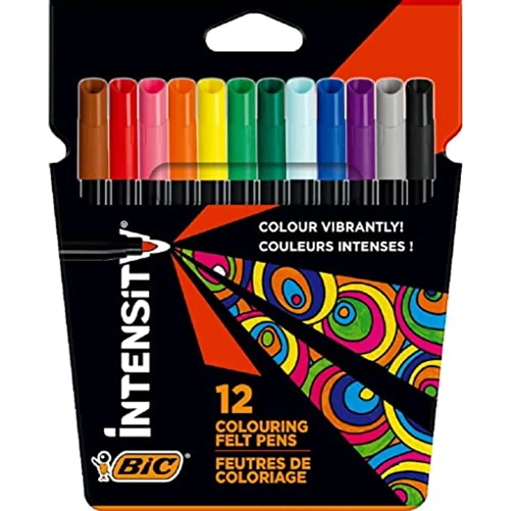 BIC Intensity Filzstifte, 12 Farben, auswaschbar, stabile Spitze – Bild 1