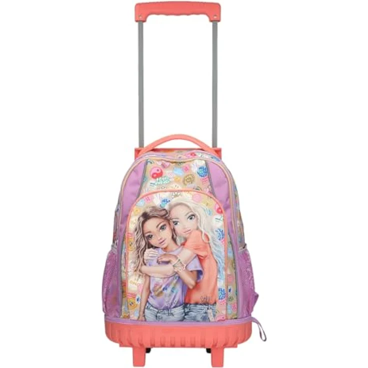 Depesche TOPModel Girl Power 13286, Schulrucksack Trolley in Lila und Beige mit Model Motiv, 3 Fächern und Teleskopgriff – Bild 2