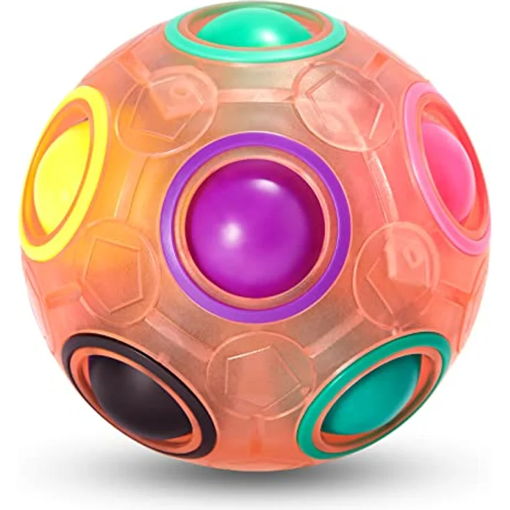Vdealen Regenbogen-Puzzleball, Magischer Zappelball aus umweltfreundlichem ABS, Stressabbau- und Geschicklichkeitsspiel für Kinder, Teens & Erwachsene, 7 cm Durchmesser – Bild 1