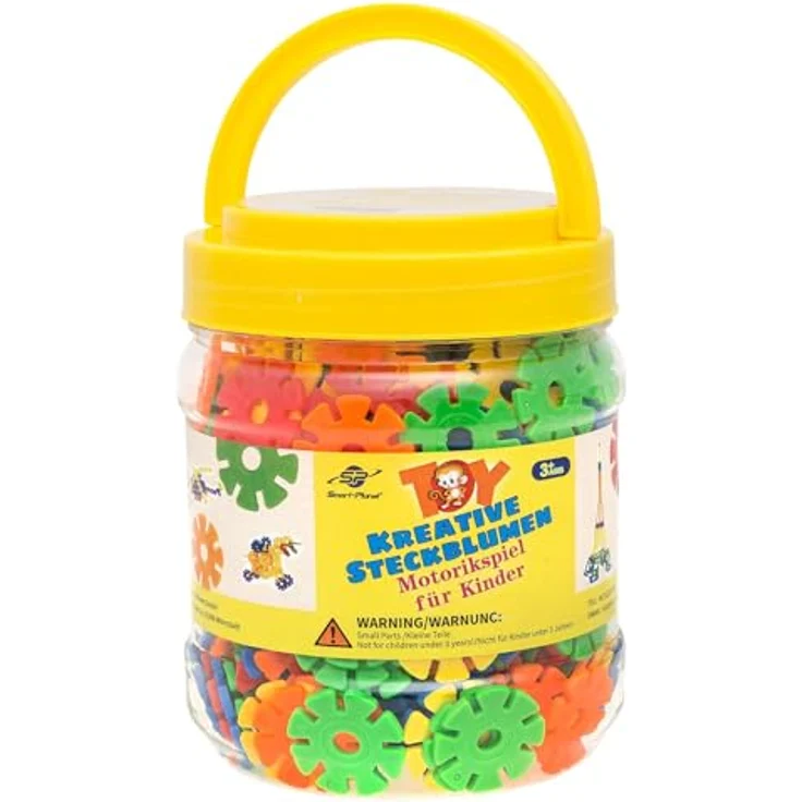 Smart Planet 400 Steckblumen in Dose - Schneeflocken zum Stecken 3,3 cm - Kinder Spielzeug - Lernspielzeug - Steckbausteine Stecksteine ab 3 Jahren – Bild 3