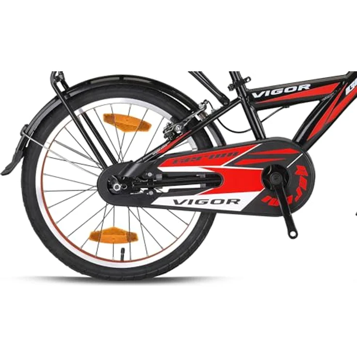 Rezzak 20 Zoll Kinderfahrrad Jungenfahrrad Schwarz Rot, mit Rücktrittbremse und Reflektoren – Bild 2