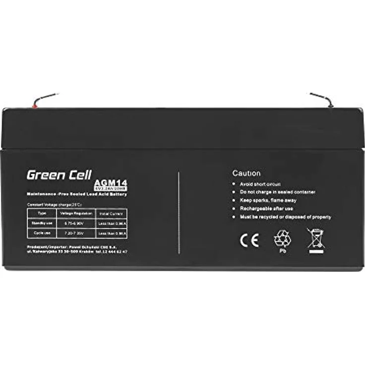 Green Cell® AGM Bleiakku Batterie (6V 3.2Ah VRLA Faston F1), wartungsfreier, zyklenfester Ersatzakku für Solar- und Photovoltaikanwendungen, schwarz – Bild 2