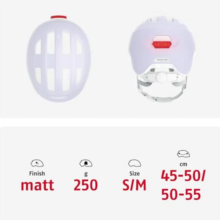 ABUS Kinderhelm Smiley 3.0 LED - Fahrradhelm mit Licht - Tiefe Passform & Platz für einen Zopf - für Mädchen und Jungs - Pure Lavender, Größe M – Bild 5