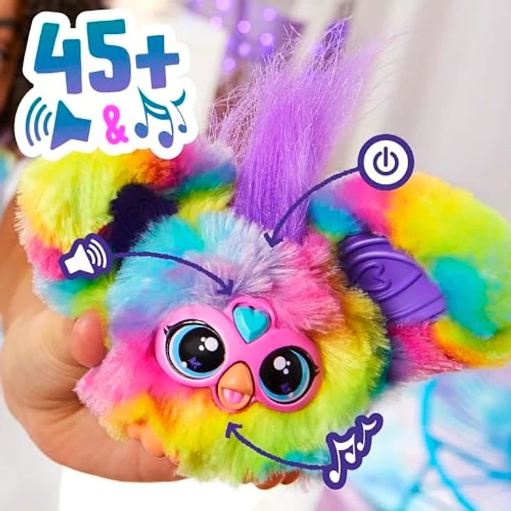 Hasbro Furby Furblet Electric Rave, Mini- elektronisches Kuscheltier mit Regenbogenfell und über 45 Sounds, für Kinder ab 6 Jahren – Bild 2