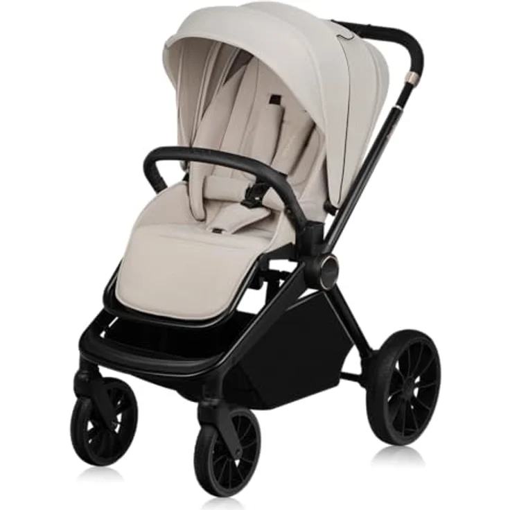 Lionelo MIKA PLUS 2-in-1 Buggy 0-48 Monate bis 22 kg AiryDots,Dämpfung, 360° drehbare PU-Räder, XXL-Verdeck, blau – Bild 4