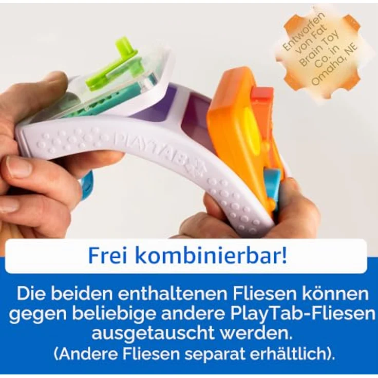 Fat Brain Play Tab On The Go, tragbares Babyspielzeug mit 2 austauschbaren Sensortafeln und Clip für Autositz oder Kinderwagen – Bild 5