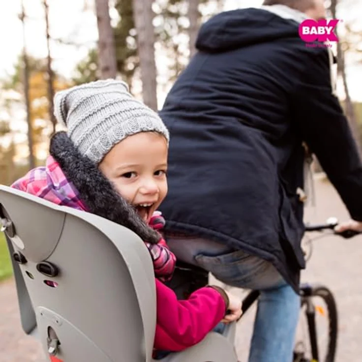 OKBABY Herren Baby Shield Kindersitz-Halterung, Schwarz und Silber, S, für Fahrradsitze mit europäischer Norm ISO 11243, ergonomisches Design, bis zu 22 kg Kindergewicht, höhenverstellbare Fußstützen – Bild 2