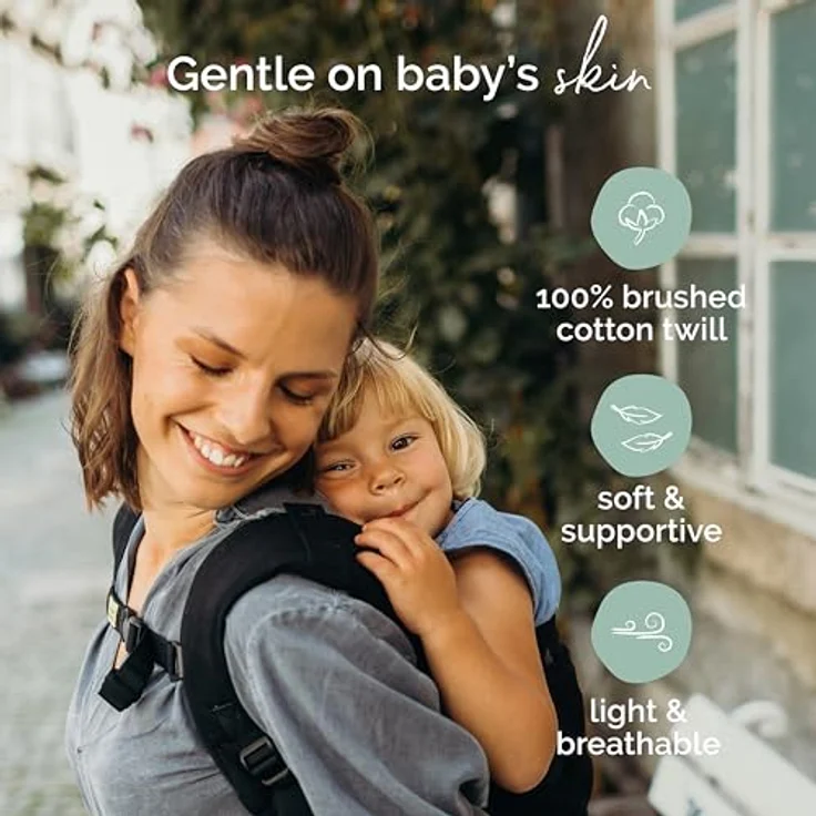 Boba X Babytrage "Black Beauty", ergonomische Babytrage für Neugeborene (3-20 kg) mit verstellbaren Gurten und integrierter Schlafkapuze – Bild 9