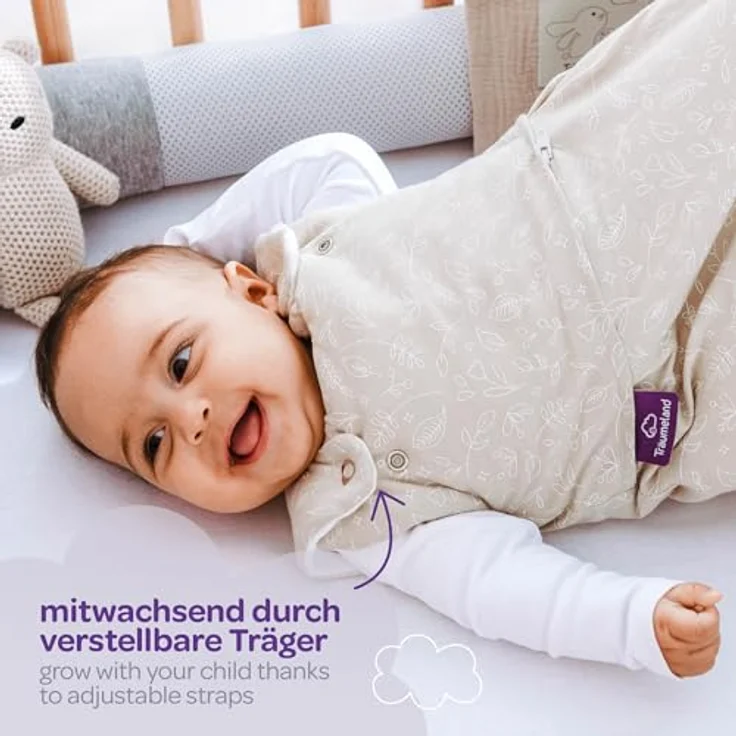 Träumeland TRÄUMELAND – LIEBMICH Babyschlafsack 3-teiliges Set Hophop Bunny beige | atmungsaktiv | mitwachsender Ganzjahresschlafsack | 2.5 TOG | Öko-Tex 100 zertifiziert – Bild 5