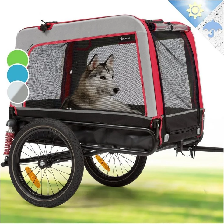 KLARFIT Fahrradkinderanhänger Husky Vario 2-in-1 Hundeanhänger, 240 Liter Volumen, 40 kg Belastbarkeit, schwarz