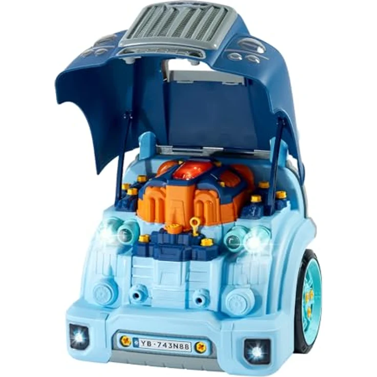 VEVOR Motorspielzeug D001-4, 60-teiliges Autoreparaturset für Kinder mit abnehmbaren Teilen, Lichtern, Geräuschen, Lenkrad und Hupe, Blau – Bild 9