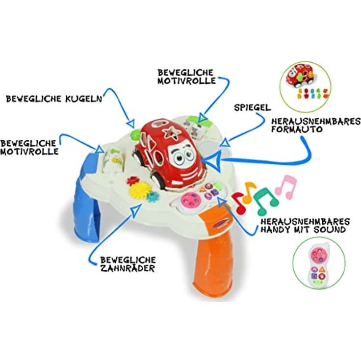 JAMARA KIDS Spieltisch mit Formauto und Handy, Lerncomputer mit LED Lichteffekten, Weiß – Bild 3
