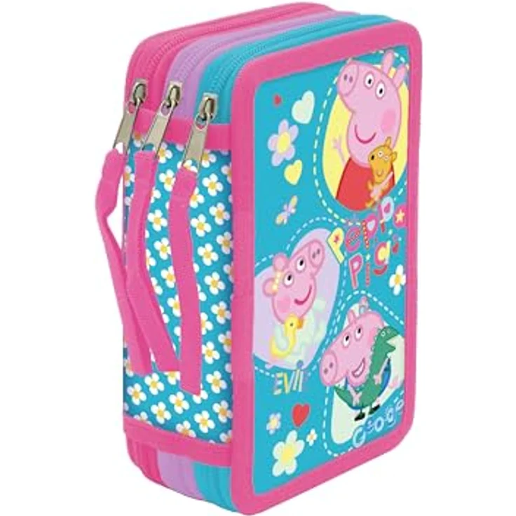 Peppa Pig Federmäppchen 3 Etagen mit Schulmaterial, kindgerechtes Design für Schule und Freizeit – Bild 1