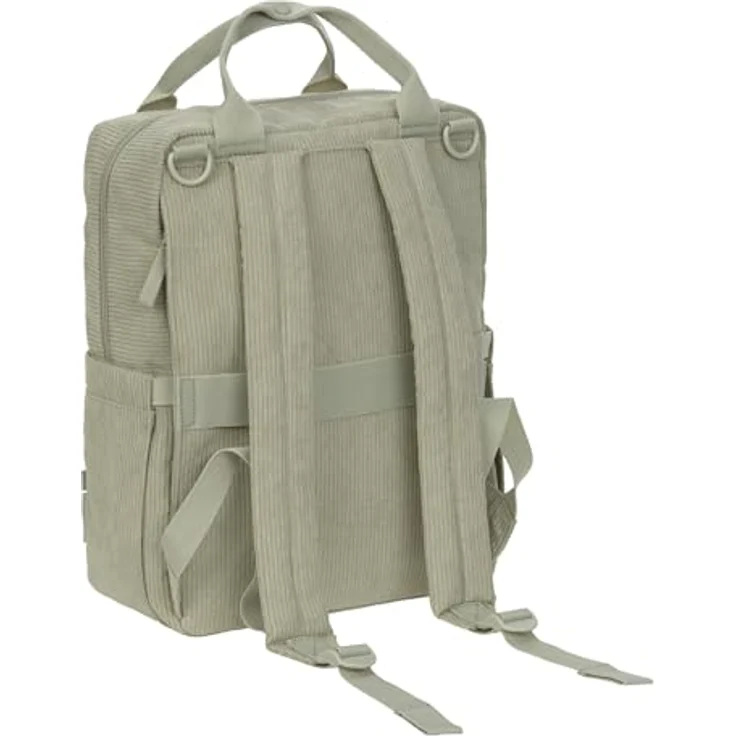LÄSSIG Vividal Backpack, Baby Wickelrucksack mit Wickelunterlage, Flaschenhalter und Kinderwagenbefestigung, nachhaltig aus recyceltem Polyester, cord light khaki – Bild 5