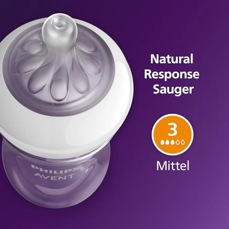 Philips Avent Natural Response Babyflaschen – Babyflaschen mit AirFree Ventil, 260 ml, BPA-frei, für Neugeborene ab 1 Monat, Elefantenmotiv (Modell SCY673/81) – Bild 11