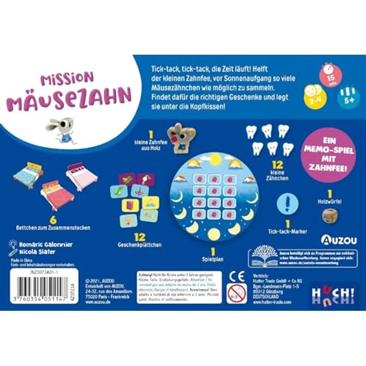 AUZOU Mission Mäusezahn, Kinderspiel für 2-4 Spieler ab 5 Jahren, Brettspiel mit Zahnfee-Thema und einfachen Regeln, ideal als Mitbringsel oder Geschenk für Kindergeburtstage – Bild 5