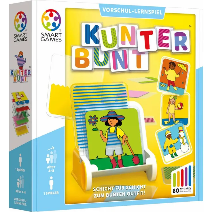 SMART Toys & Games Kunterbunt, Lernspiel für Vorschulkinder mit 80 Aufgaben zur Förderung von Farben, Reihenfolgen und räumlichem Denken