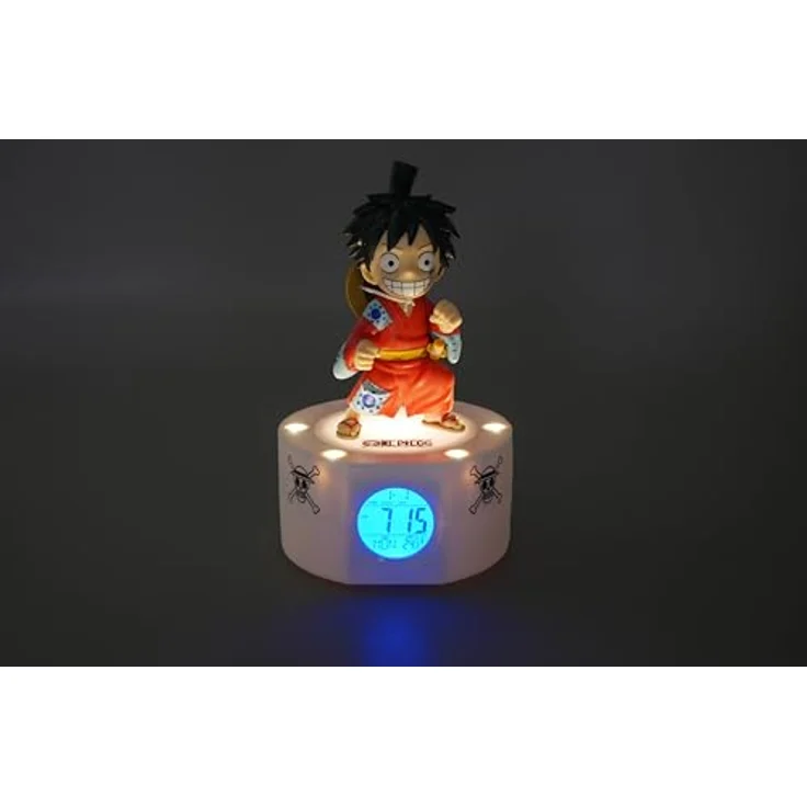 Teknofun One Piece Wecker Ruffy, 18 cm mit Leuchtfunktion, digitales Display und programmierbarem Alarm – Bild 2