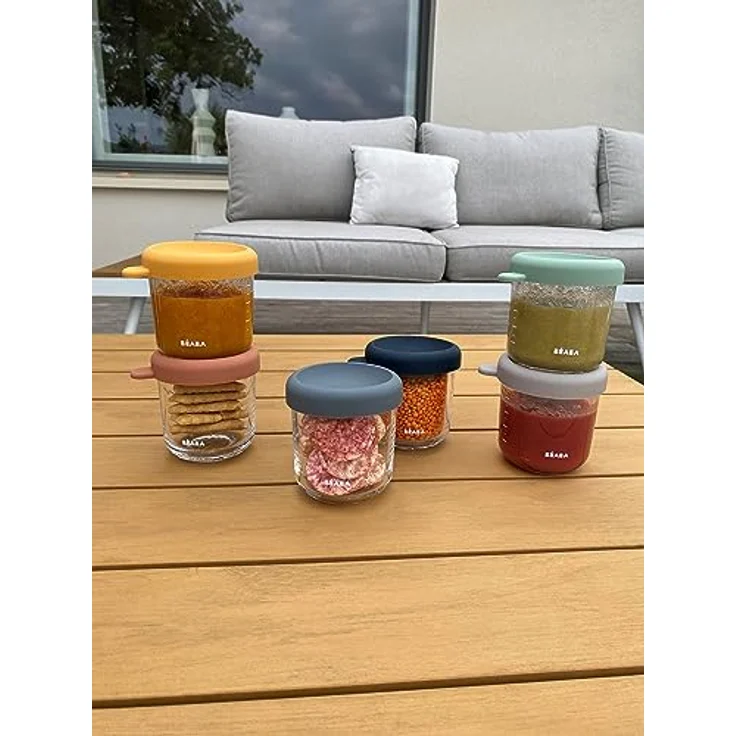 Beaba Aufbewahrungsbehälter 6er Pack aus Glas 250 ml - Sunrise, Nahrungsbehälter für Babynahrung, luftdicht verschließbar, spülmaschinengeeignet – Bild 5