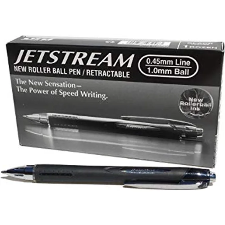 Uni-ball Jetstream, Schreibstifte mit 1 mm Mine, wasserfeste Tinte, schwarz, 12er Pack