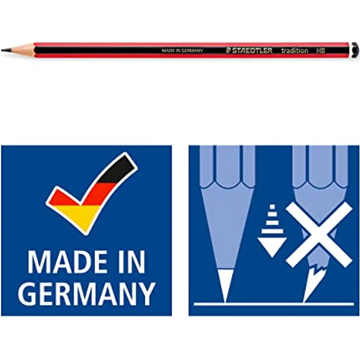 STAEDTLER Tradition Bleistifte 6B Härtegrad, 12 Stück, hochwertig, bruchsicher, leicht radierbar, leicht spitzzbar – Bild 5