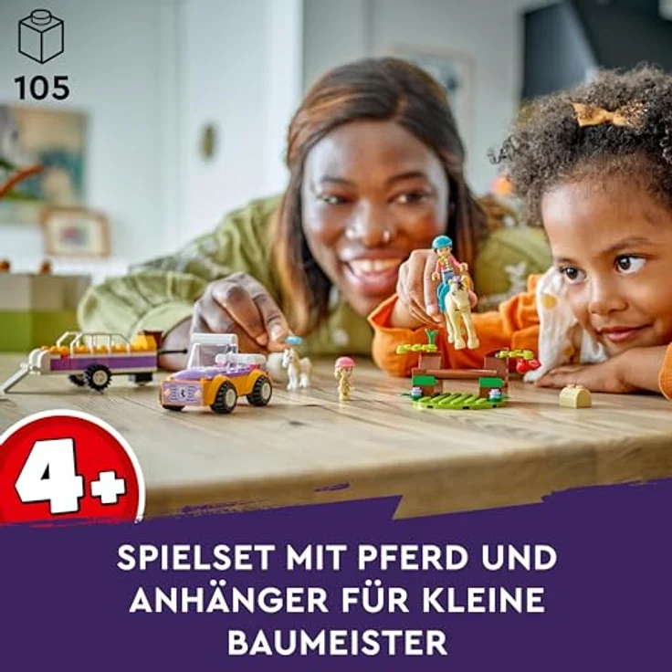 LEGO Friends Pferde- und Pony-Anhänger, Pferde-Spielzeug für Mädchen und Jungen mit Auto und Figuren, Mini-Puppen-Set mit Liann, Zoya und 2 Tierfiguren, Geschenk für Kinder 4 Jahren 42634 – Bild 2