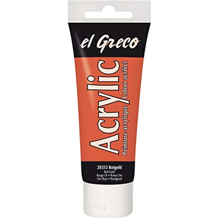 KREUL El Greco Acrylic, 75 ml Tube in rotgold, hochpigmentierte, glänzende Acrylfarbe in Studienqualität, buttrig vermalbar für pastose Malerei – Bild 1
