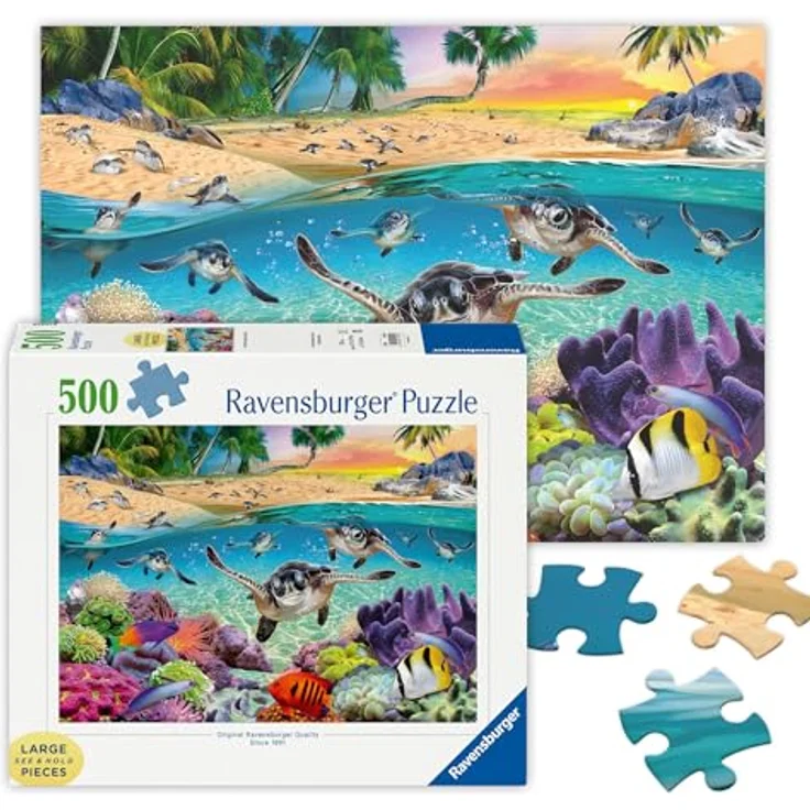 Ravensburger Puzzle 17456 - Meeresschildkröten - 500 Teile Large Pieces, für Familien und Puzzlespaß mit leichten Puzzleteilen – Bild 1