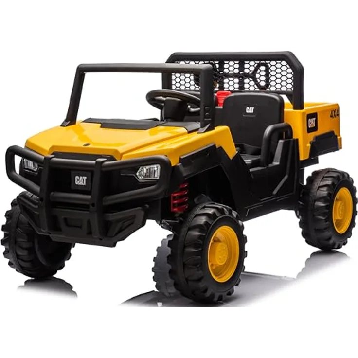Sun Baby CAT Elektro Kinderauto Offroad Geländewagen Zweisitzer 12V 10Ah, gelb, mit MP3-Player und Fernbedienung