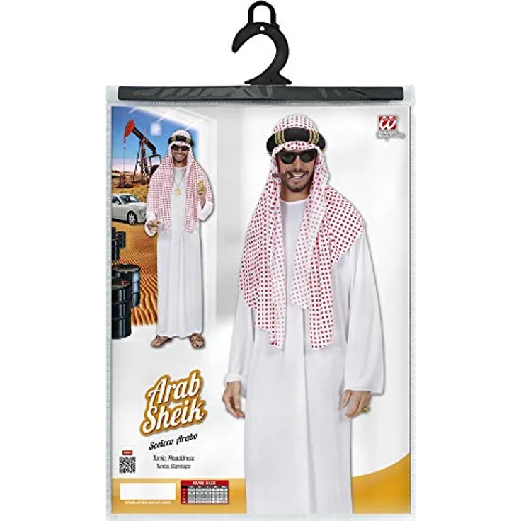 W WIDMANN MILANO Party Fashion - Kostüm arabischer Scheich, Tunika, Sultan, Größe S, weiß-rot – Bild 2