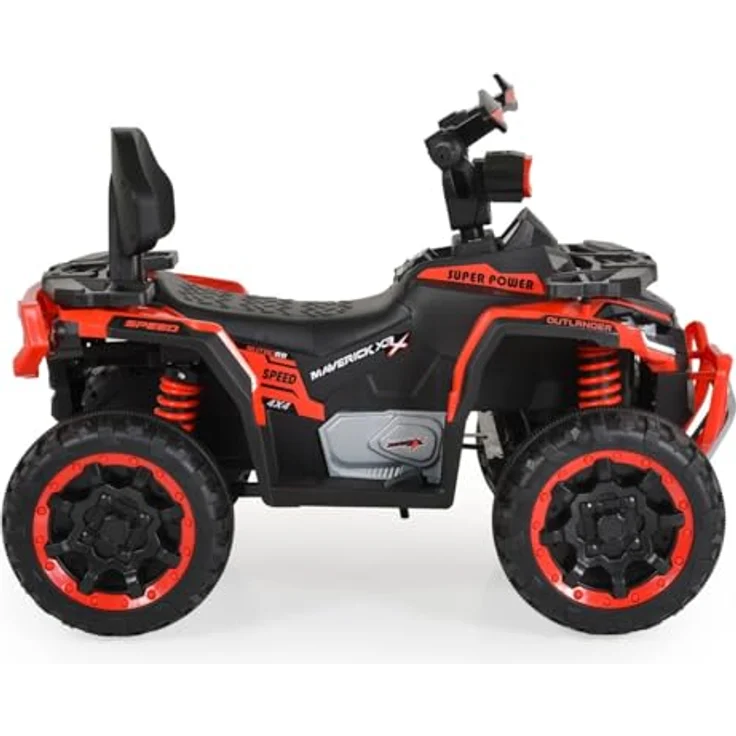 Moni Kinder Elektroquad Speed, Elektrofahrzeug mit Fernbedienung, Scheinwerfer, Musikfunktion, rot – Bild 4