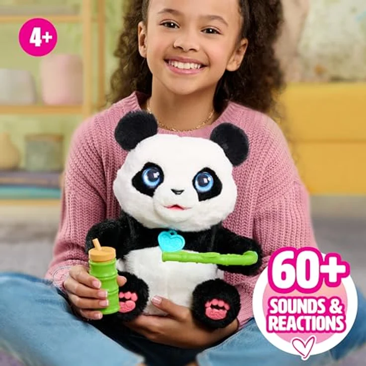 Just Play furReal Coco the Tumbling Panda, interaktives Kuscheltier mit über 60 Geräuschen und Bewegungen, 27 cm, schwarz-weiß – Bild 3