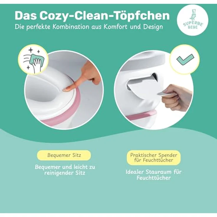 Kinder töpfchen - Lern Toilette mit Rückenlehne - Babytoilette - Baby- und Kindertoilette - Bequem, rutschfest, spritzwassergeschützt und geruchshemmend - Einfaches Entleeren mit abnehmbarem Topf – Bild 6