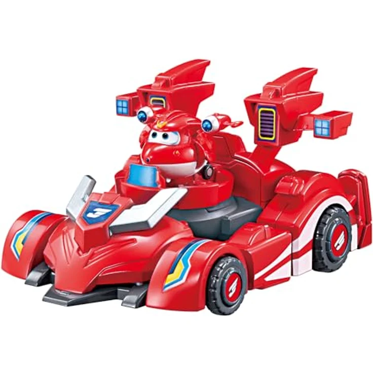 Super Wings Jett 2-in-1 Verwandlungsroboter, ca. 18 cm groß, verwandelt vom Roboter zum Auto, für Kinder ab 3 Jahren, Rot – Bild 4